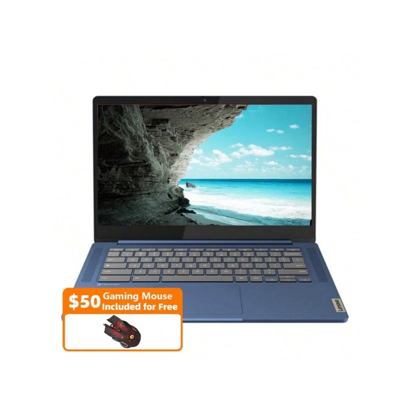 Lenovo Chromebook 14" Business Touchscreen Laptop,MediaTek Kompanio 520,4GB,64GB eMMC,Chrome OS,Abyss Blue,with Gaming Mouse