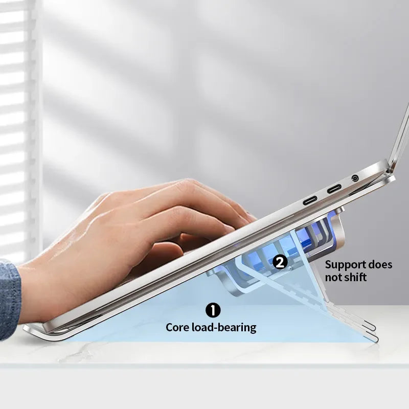 Folding Laptop Stand Cooling Base Portable Aluminium Desktop Tablet Holder Mute Dual Fan Rapid Cooling Pad Notebook Accessory