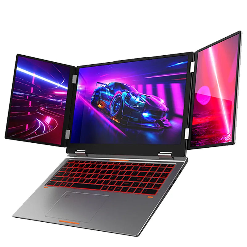 Triple Screen Laptop 16+10.5+10.5inch I7-1260P 64GB 4TB DDR4 Win11 Face Recognition Fingerprint Unlock WIFI6 HD Camera Computer