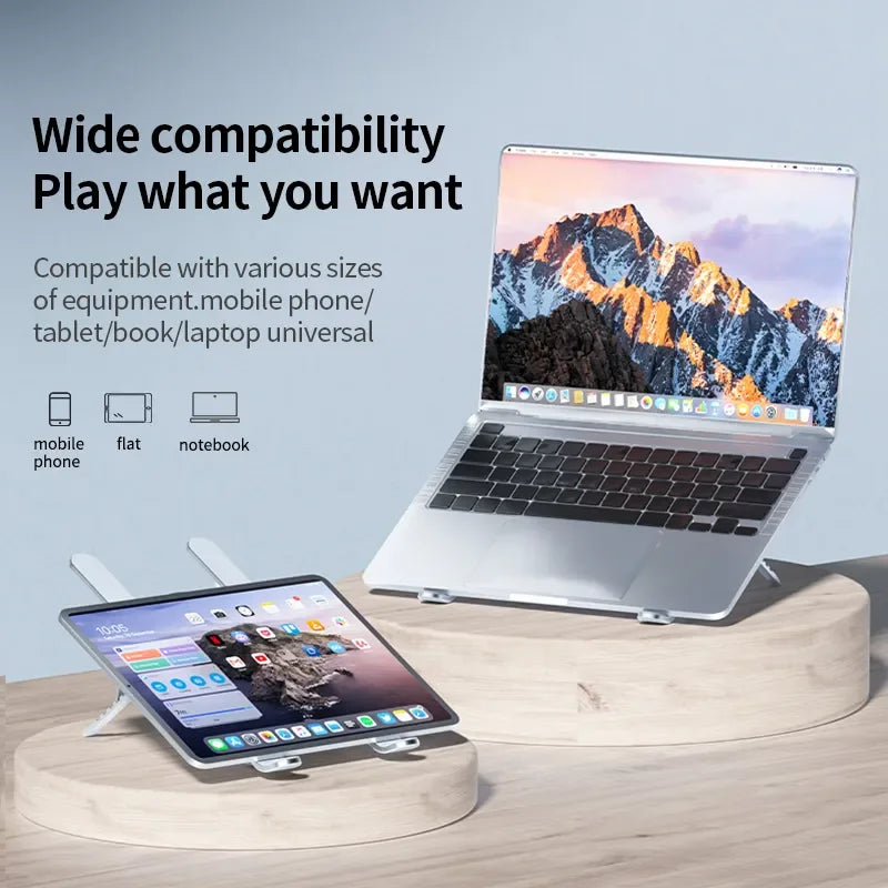 Folding Laptop Stand Cooling Base Portable Aluminium Desktop Tablet Holder Mute Dual Fan Rapid Cooling Pad Notebook Accessory