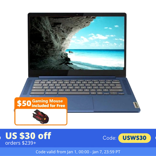 Lenovo Chromebook 14" Business Touchscreen Laptop,MediaTek Kompanio 520,4GB,64GB eMMC,Chrome OS,Abyss Blue,with Gaming Mouse