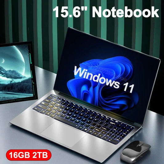 NEW 15.6" Ultra Slim Laptop 16GB RAM 2TB SSD Intel N3700 Notebook Gamer Windows11 Pro 1920*1080 Display Office Study Computer PC